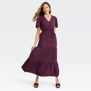KNOX ROSE A LINE DRESS - WRAP STYLE MAXI Purple Sz XS NEW NWT Boho fall style